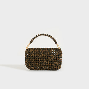 FENDI Mini Baguette Bag with Woven FF Jacquard Fabric in Brown