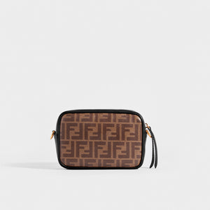 Rear view of the FENDI Mini Camera Case Crossbody Bag in Multicolour Canvas With Black