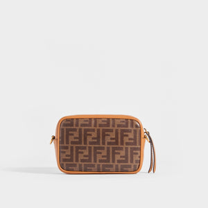 FENDI Mini Camera Crossbody Bag in Multicolour Canvas With Tan