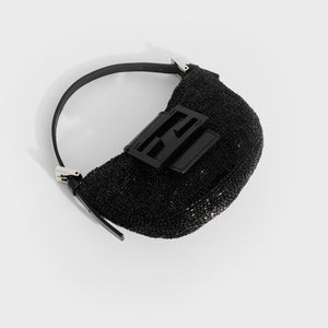 FENDI Mini Croissant Beaded Bag in Black
