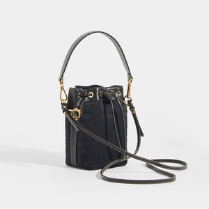 FENDI Mon Tresor Mini FF Logo Bucket Bag with Leather Strap