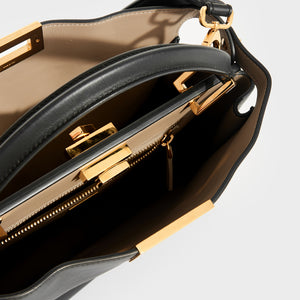 FENDI Peekaboo Essentially Nappa Leather Handbag in Black