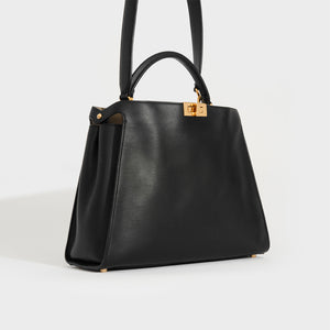 FENDI Peekaboo Essentially Nappa Leather Handbag in Black