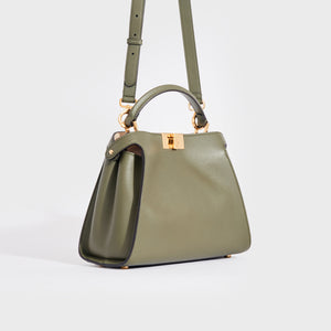 FENDI Peekaboo Essentially Small Nappa Leather Handbag in Khaki