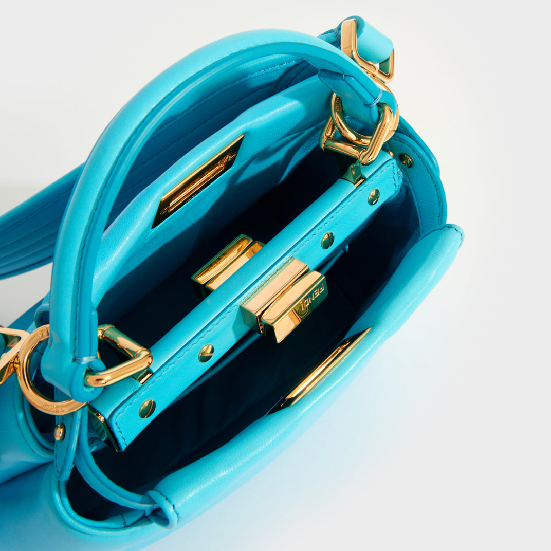 FENDI Peekaboo Iconic XS in Light Blue Nappa Leather