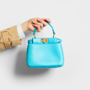 FENDI Peekaboo Iconic XS in Light Blue Nappa Leather