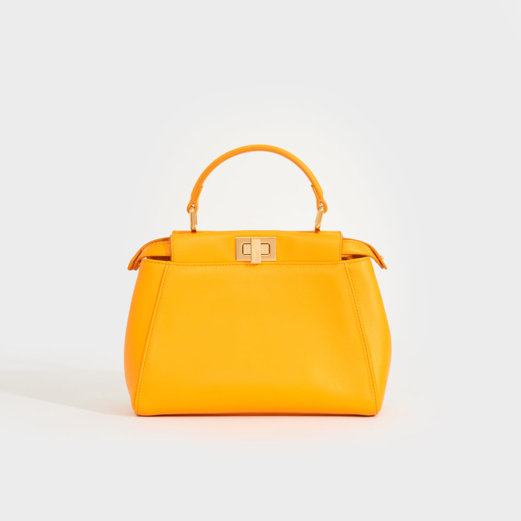 Peekaboo mini pocket leather handbag Fendi Orange in Leather