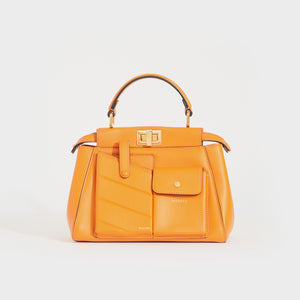 FENDI Peekaboo Mini Pockets Leather Bag in Orange