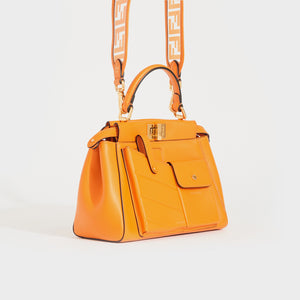 FENDI Peekaboo Mini Pockets Leather Bag in Orange