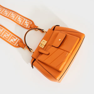 FENDI Peekaboo Mini Pockets Leather Bag in Orange