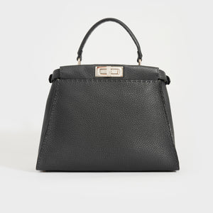 FENDI Peekaboo Selleria Leather Handbag in Grey