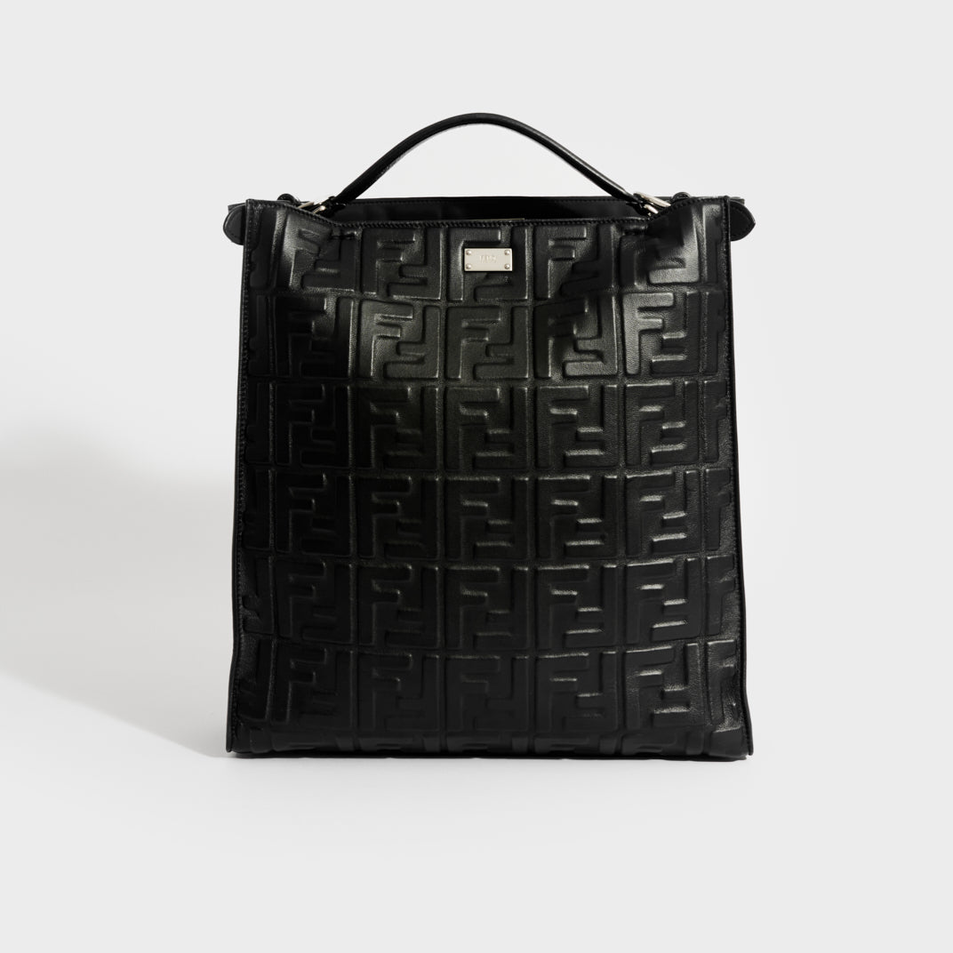 Peekaboo X-Lite Fit Tote Bag in Black Nappa Leather