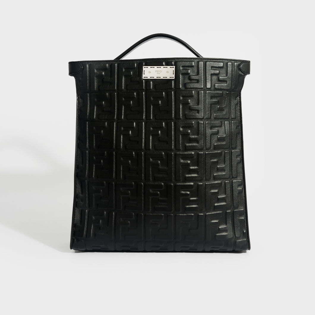 FENDI Peekaboo X-Lite Fit Tote Bag in Black Nappa Leather