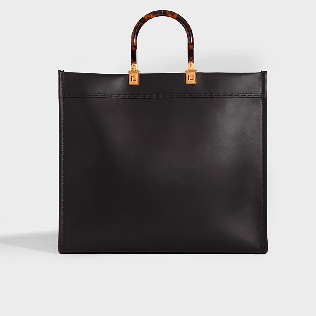 Sunshine Logo-Debossed Leather Tote Bag in Black