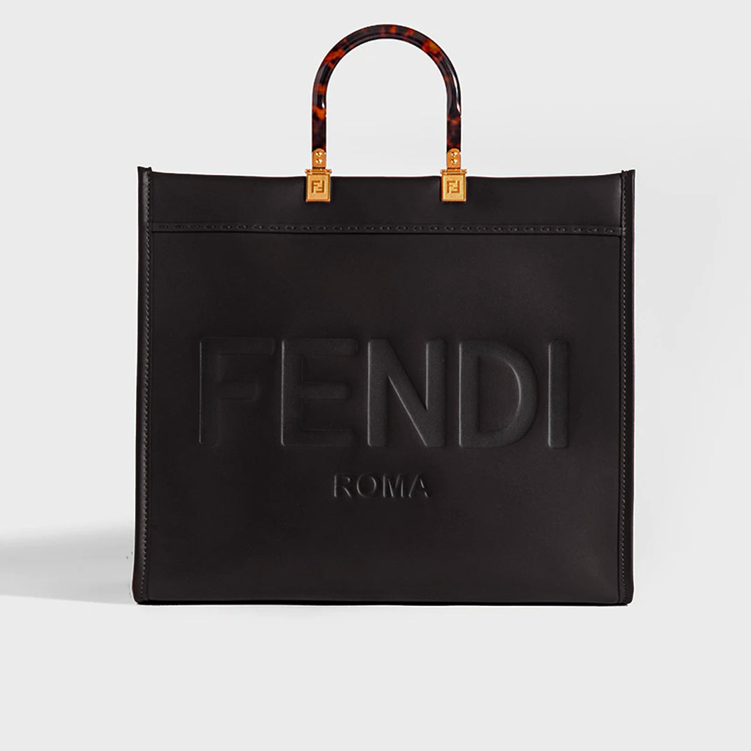 Sunshine Logo-Debossed Leather Tote Bag in Black