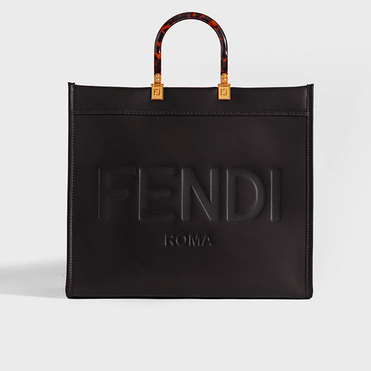 Sunshine Logo-Debossed Leather Tote Bag in Black
