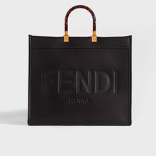 Load image into Gallery viewer, FENDI Sunshine Logo-Debossed Leather Tote Bag in Black