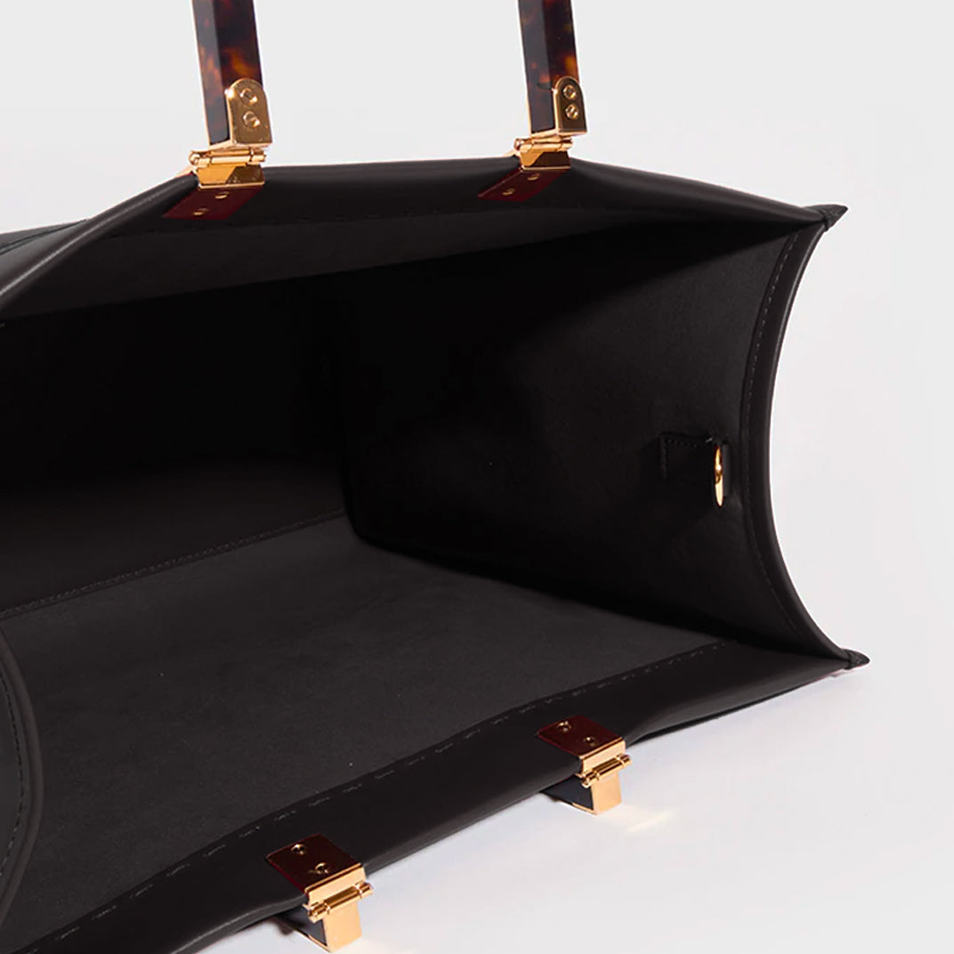 Sunshine Logo-Debossed Leather Tote Bag in Black