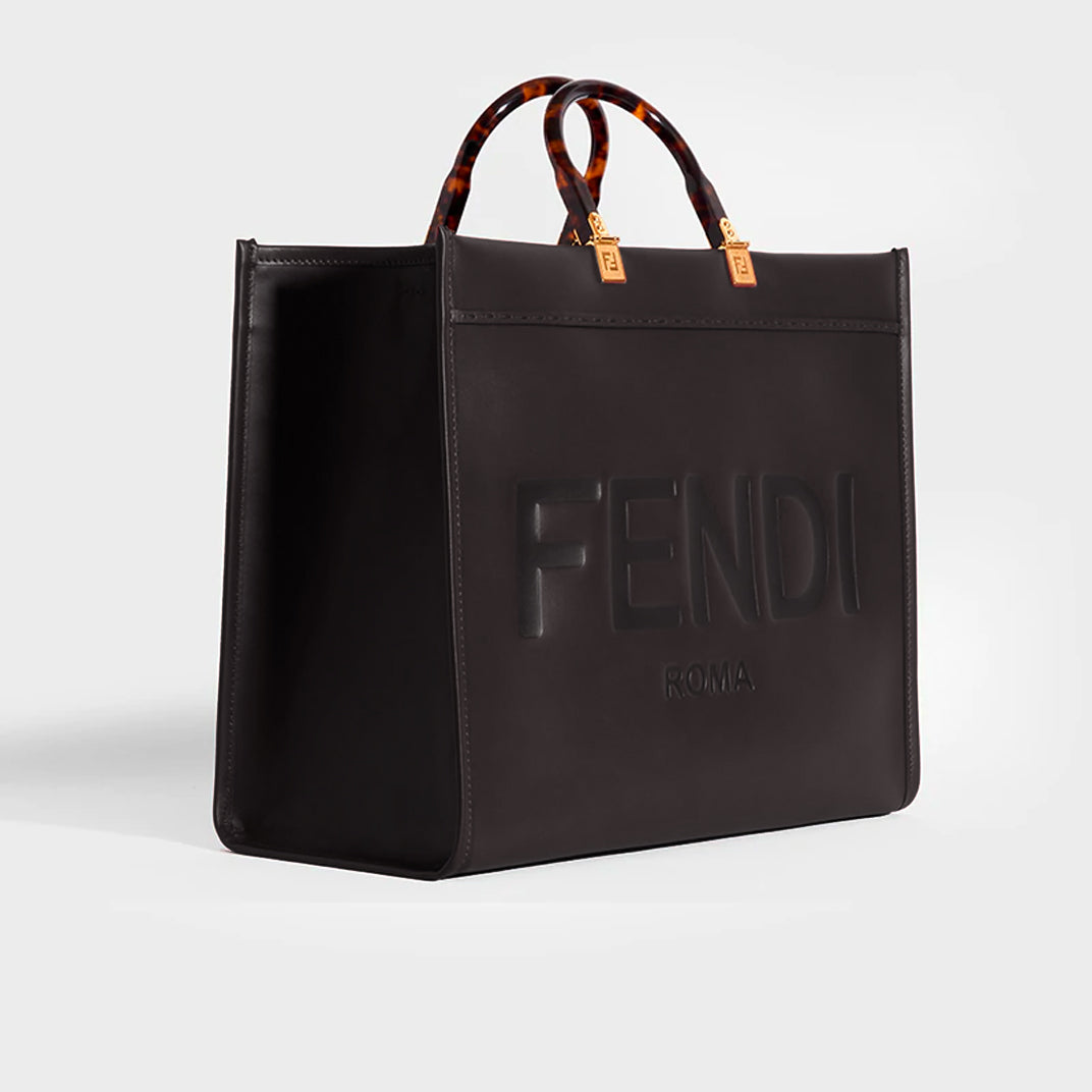 Sunshine Logo-Debossed Leather Tote Bag in Black