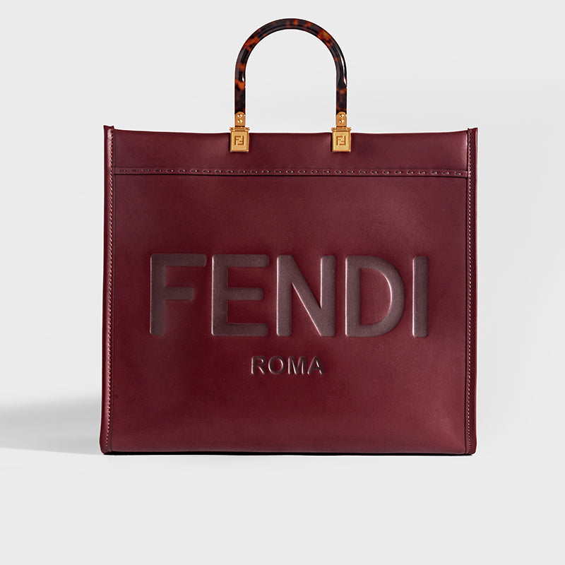 FENDI Sunshine Logo-Debossed Leather Tote Bag