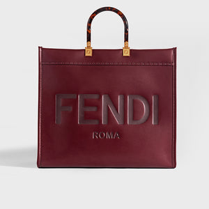 FENDI Sunshine Logo-Debossed Leather Tote Bag