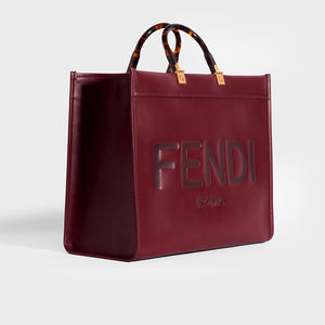 FENDI Sunshine Leather Tote Bag Black | COCOON