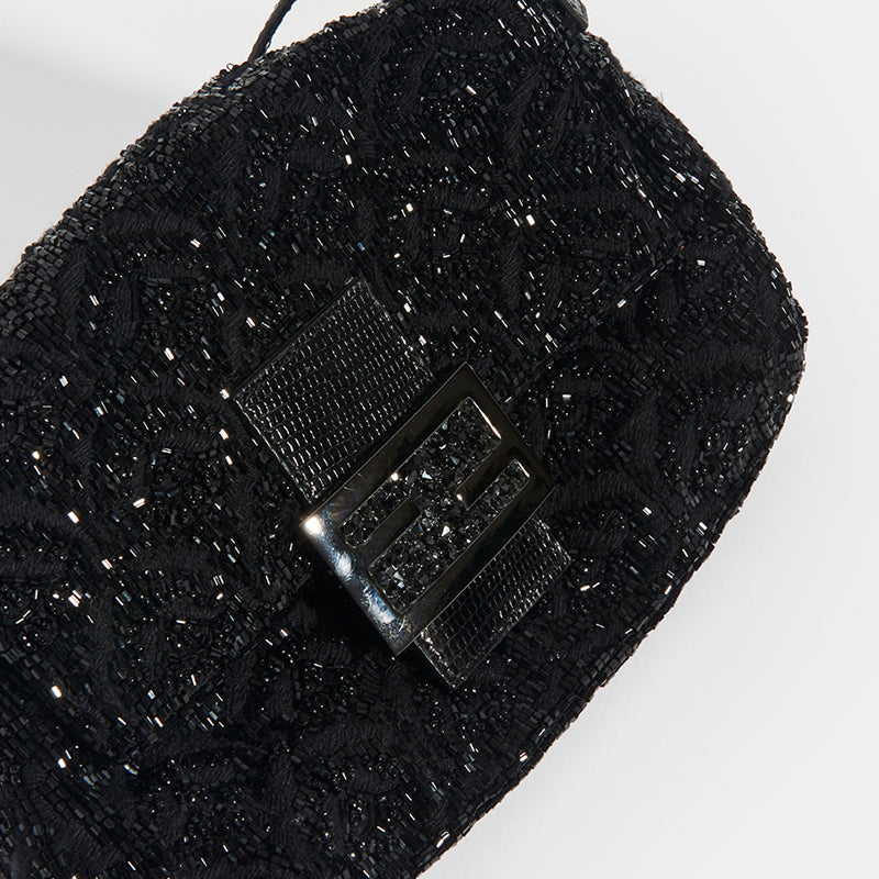 Vintage Fendi Black Beaded Baguette Shoulder Bag – Treasures of NYC