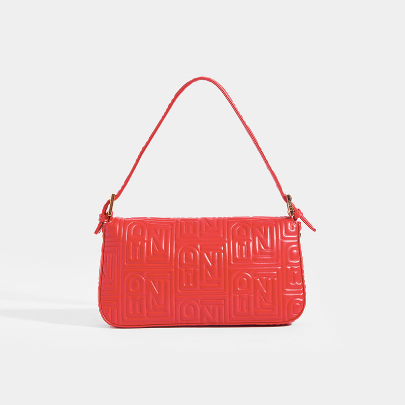 FENDI Vintage Red Leather Baguette Bag - Rear View