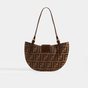 FENDI Vintage Round Zucca Print Shoulder Bag in Brown - Rear View