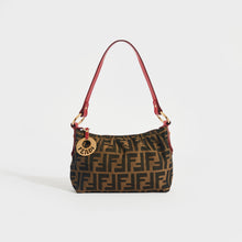 Load image into Gallery viewer, FENDI Zucca Canvas and Leather Bag in Brown with Red