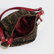 Load image into Gallery viewer, FENDI Zucca Canvas and Leather Bag in Brown with Red