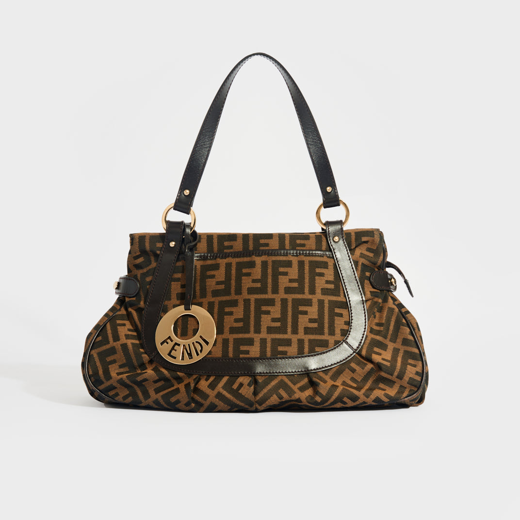 Brown Fendi Zucca Chef Zip Crossbody Bag