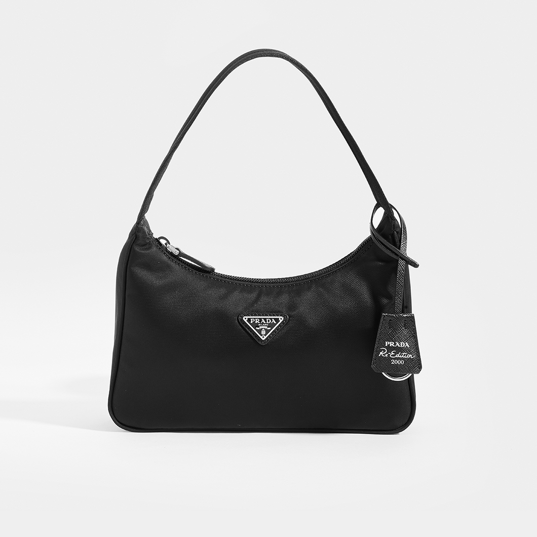 Prada black nylon hobo top bag