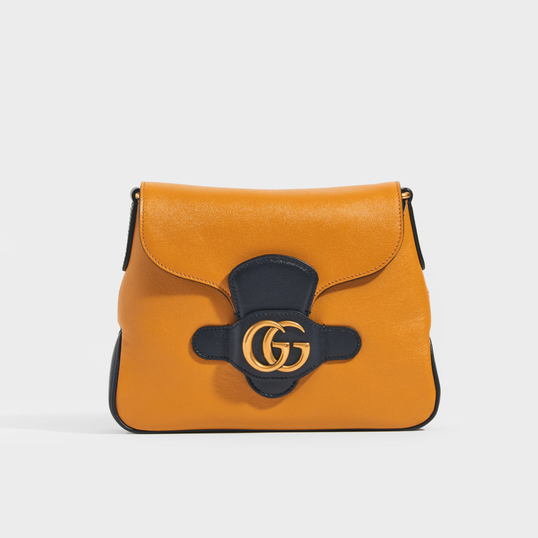 GUCCI GG Logo Small Crossbody Messenger Bag in Burnt Orange