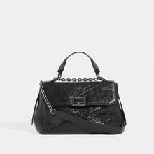 Load image into Gallery viewer, Front view of GIVENCHY ID Medium Quilted Glossed-Leather Shoulder Bag with shoulder strap and top handle