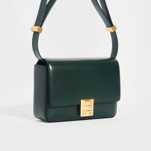 Side view of the GIVENCHY Medium 4G Crossbody Bag in Green Forest