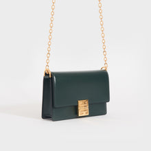 Load image into Gallery viewer, Side view of the GIVENCHY Small 4G Crossbody Bag in Green Forest with Gold Shoulder chain