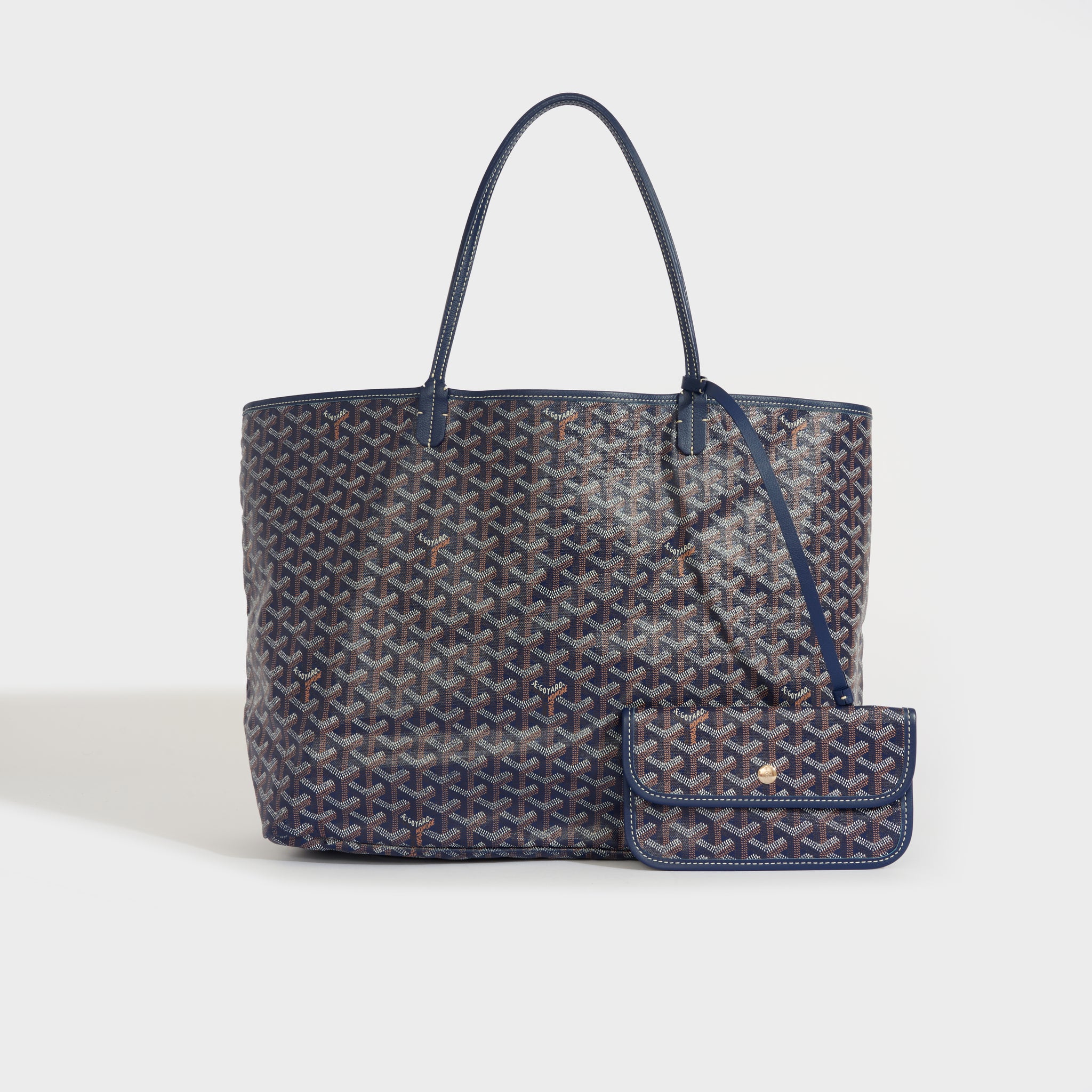 Goyard Saint Louis Tote GM Navy Blue in Canvas/Calfskin with