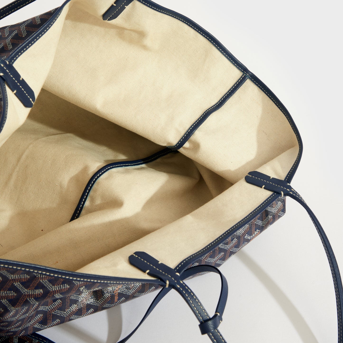 Saint Louis GM Canvas and Leather-Trim Tote in Navy