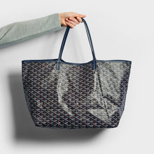 Load image into Gallery viewer, GOYARD Saint Louis GM Canvas and Leather-Trim Tote in Navy
