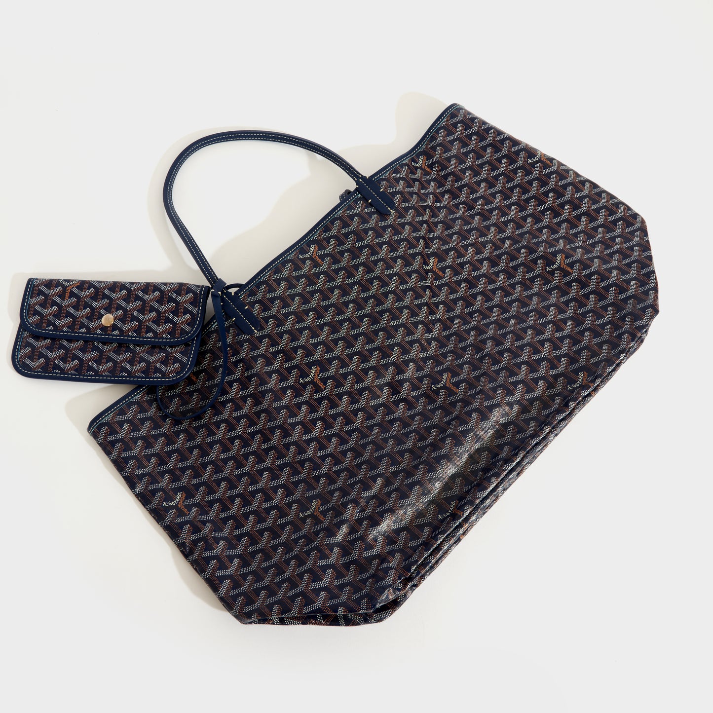 Saint Louis GM Canvas and Leather-Trim Tote in Navy