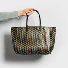 Load image into Gallery viewer, GOYARD Saint Louis PM Canvas and Leather-Trim Tote in Black
