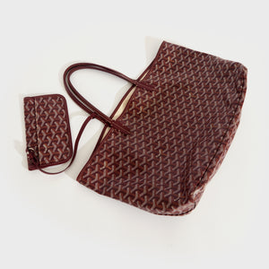 GOYARD Saint Louis PM Canvas and Leather-Trim Tote in Bordeaux