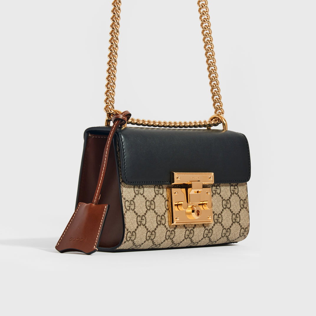 Side view of the GUCCI Padlock Small GG Shoulder Bag