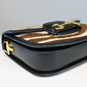 GUCCI 1955 Horsebit Leather Shoulder Bag in Striped Pony Calf [ReSale]