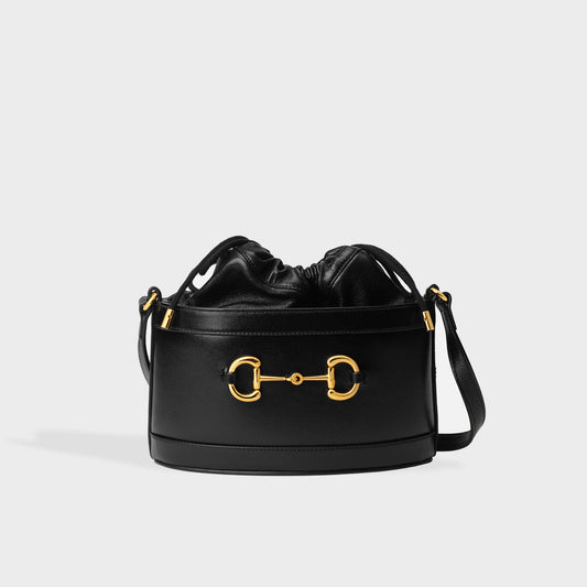1955 Horsebit Bucket Bag in Black Leather
