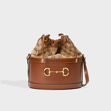 Load image into Gallery viewer, GUCCI 1955 Horsebit Bucket Bag in Brown Leather and GG Canvas [ReSale]