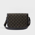 Horsebit 1955 GG Supreme Shoulder Bag in Black and Ivory Denim