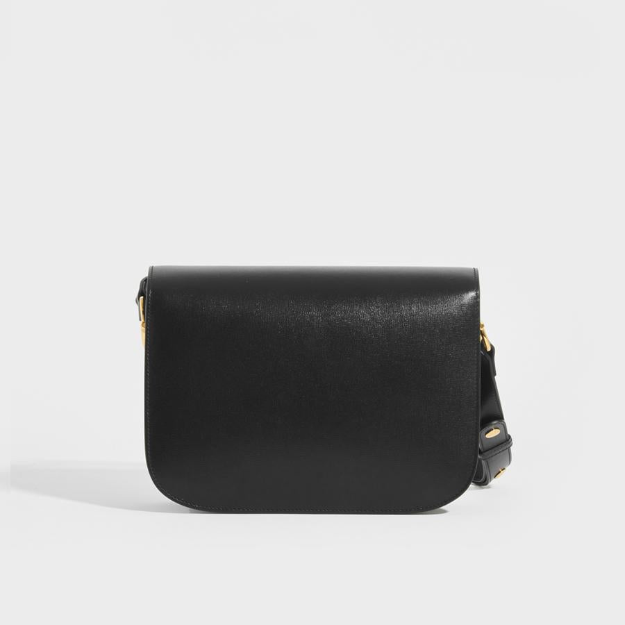 Back of the GUCCI 1955 Horsebit Shoulder Bag in Black Leather