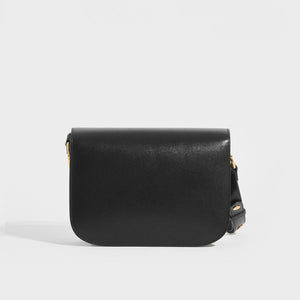 Back of the GUCCI 1955 Horsebit Shoulder Bag in Black Leather